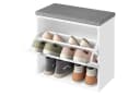 VASAGLE Schuhbank Sitzbank Klappfach Sitzkissen 30x60x53,5 cm Weiß-Grau Bild 2