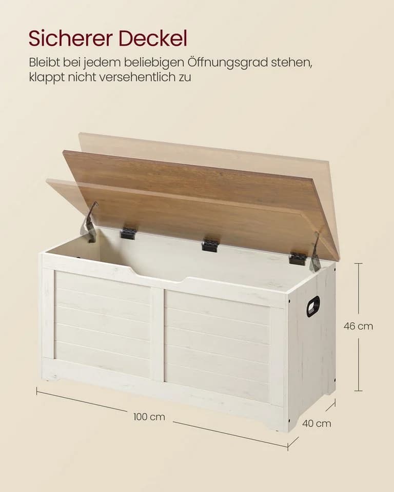 VASAGLE Sitzbank, Spielzeugtruhe, 80/100 x 40 x 46 cm - Bild 3