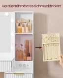 VASAGLE Schminktisch Frisiertisch mit Schubladen, Hocker, LED-Leuchten Wolkenweiß Bild 5