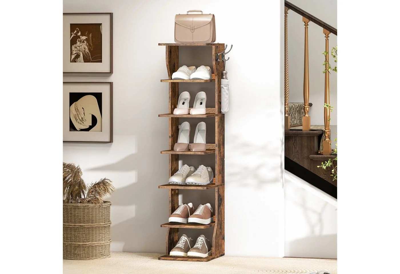 VASAGLE Schuhregal 7 Ebenen Weiß Platzsparend