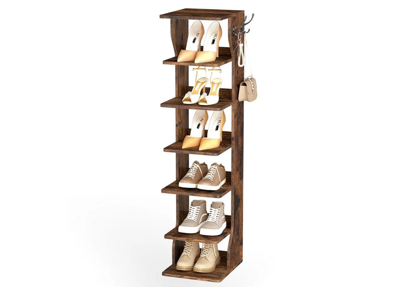 VASAGLE Schuhregal 7 Ebenen Weiß Platzsparend - Bild 2