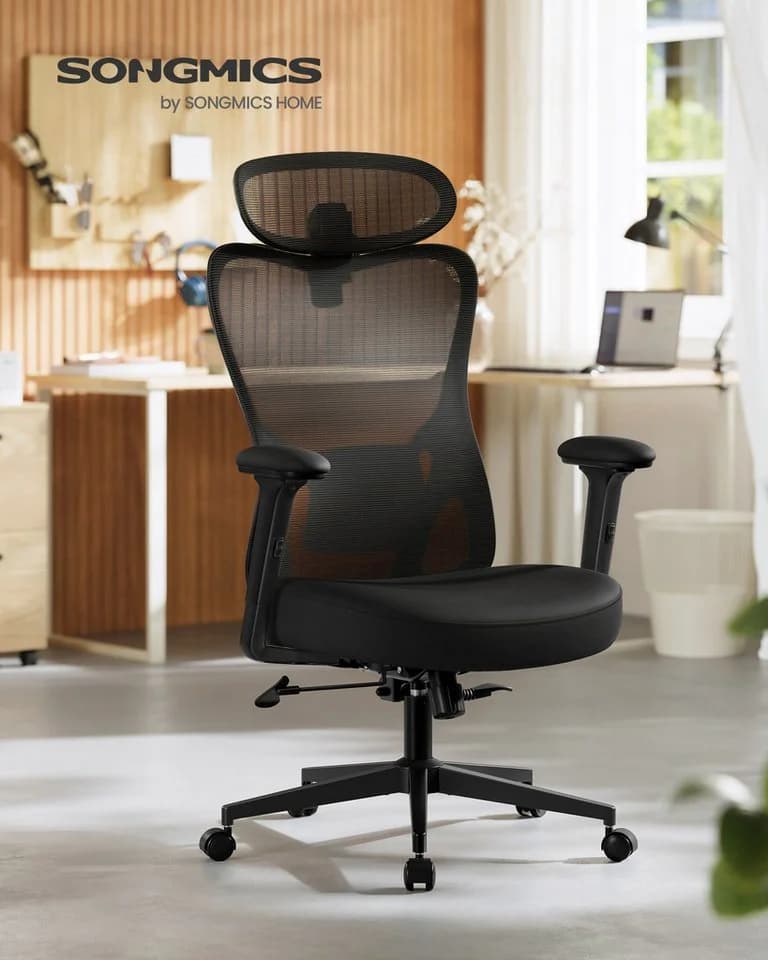 SONGMICS Bürostuhl Ergonomisch Schwarz