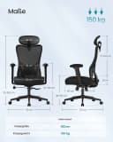 SONGMICS Bürostuhl Ergonomisch Schwarz Bild 3