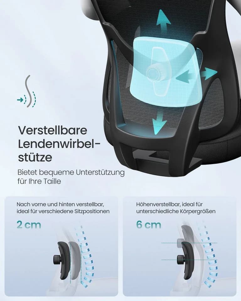 SONGMICS Bürostuhl Ergonomisch Schwarz - Bild 5