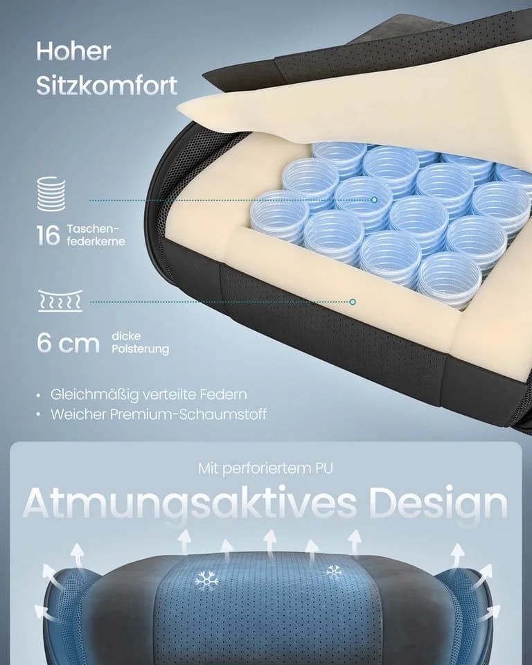 SONGMICS Gaming-Stuhl Ergonomischer Bürostuhl Schwarz - Bild 3