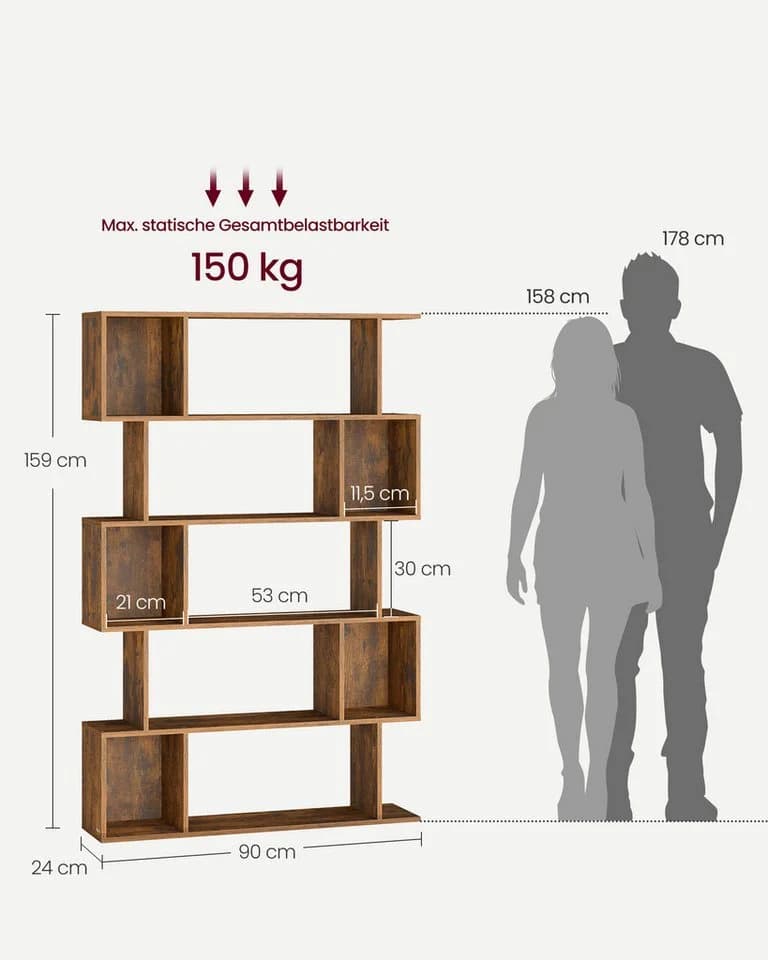 VASAGLE Bücherregal 5-stöckig Braun - Bild 4
