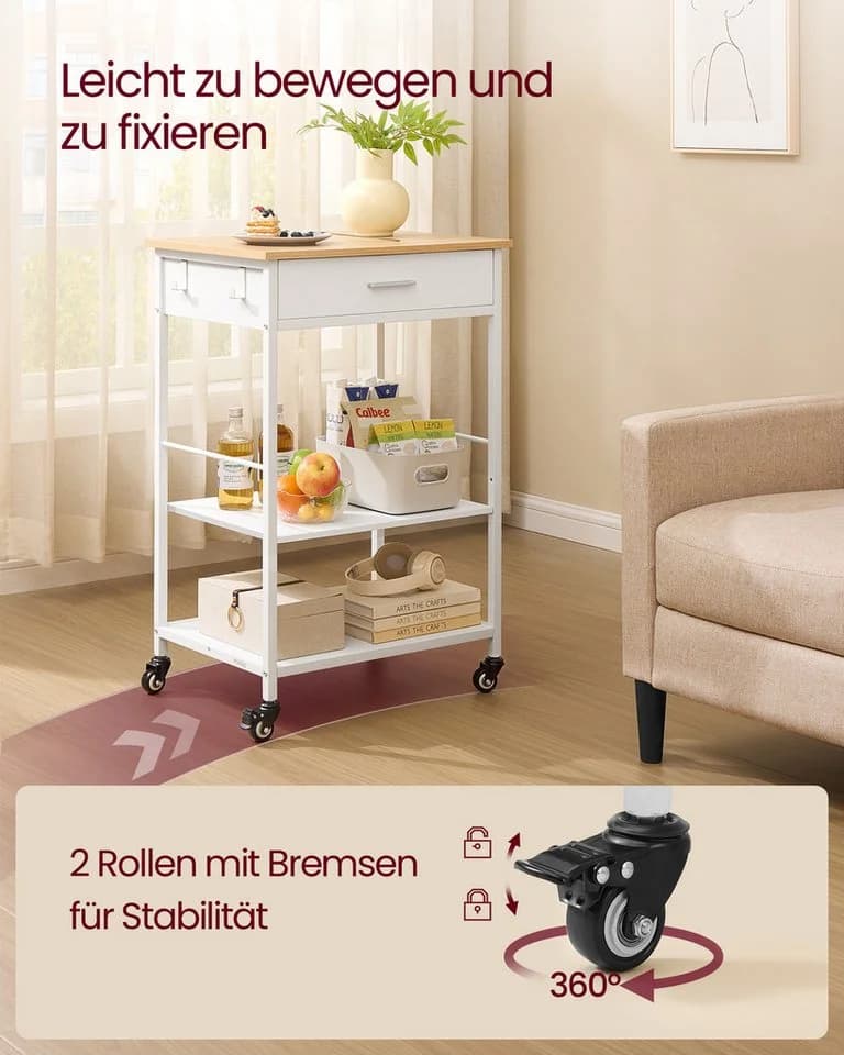 VASAGLE Küchenwagen Servierwagen Beige-Weiß - Bild 5