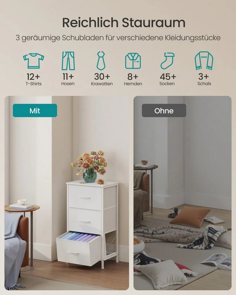 SONGMICS Kommode Schrank Aufbewahrungsschrank Stahl MDF Vliesstoff Schlafzimmer - Bild 3