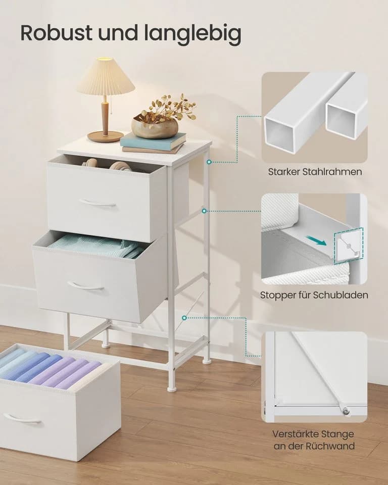 SONGMICS Kommode Schrank Aufbewahrungsschrank Stahl MDF Vliesstoff Schlafzimmer - Bild 5