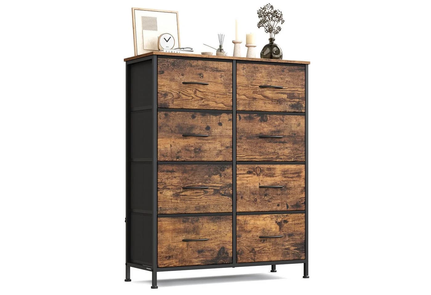 SONGMICS Kommode Schrank Aufbewahrungsschrank Stahl MDF Vliesstoff Schlafzimmer - Bild 2