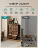 SONGMICS Kommode Schrank Aufbewahrungsschrank Stahl MDF Vliesstoff Schlafzimmer Bild 3