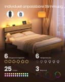 VASAGLE Bettgestell 140x200 cm Braun Metallrahmen LED-Beleuchtung Bild 5