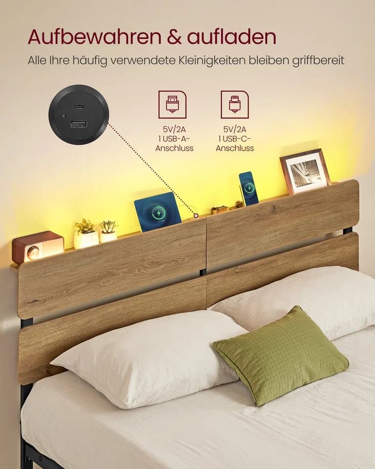 Industrielles Metall-Bettgestell in Braun und Schwarz - Bild 3