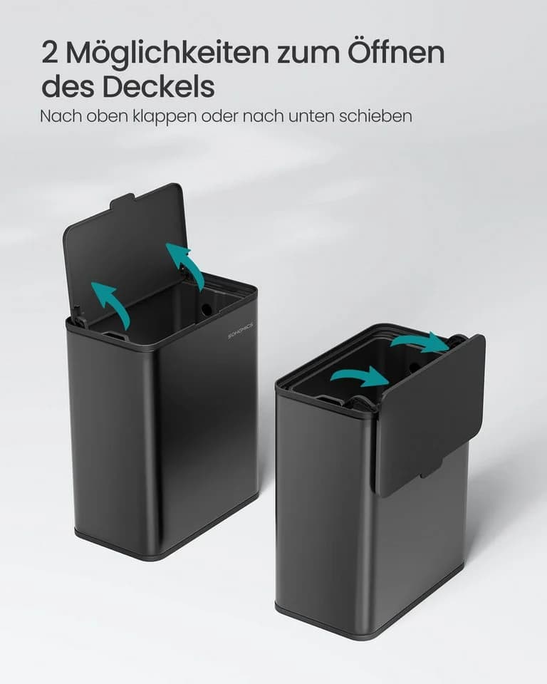 SONGMICS Mülleimer hängend 8L Stahl mit Deckel schwarz - Bild 4
