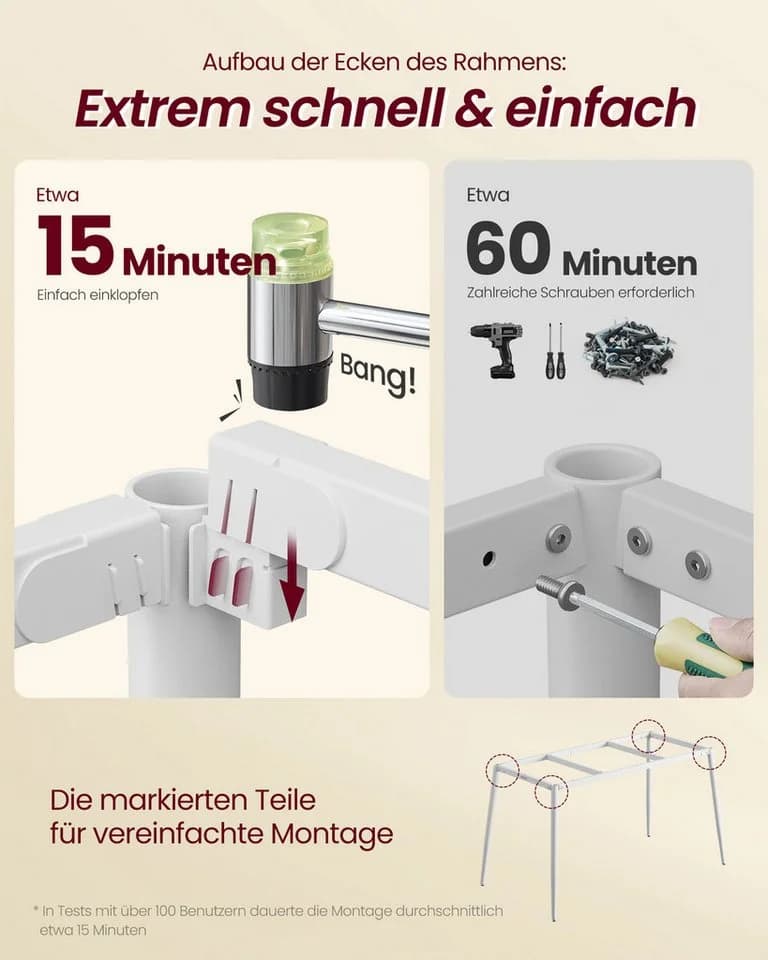 VASAGLE Essgruppe 5-tlg. Goldeichenfarben-Cremeweiß - Bild 5