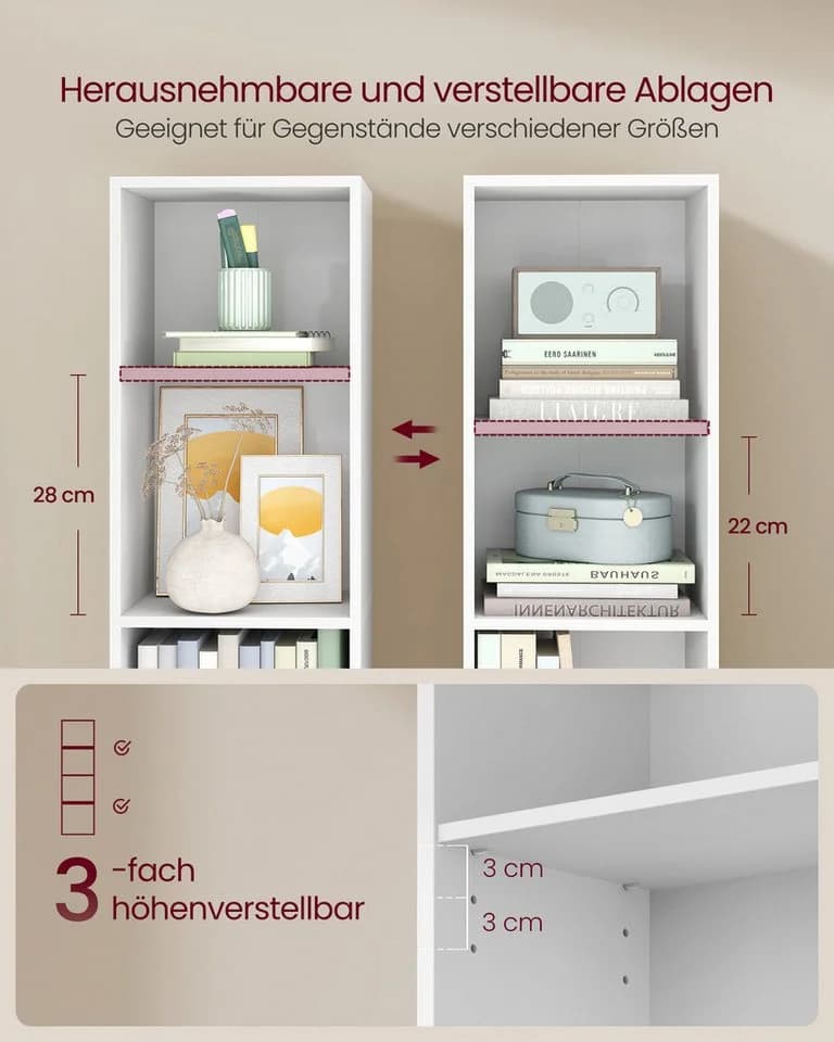 VASAGLE Bücherregal 4-stöckig Wolkenweiß - Bild 3