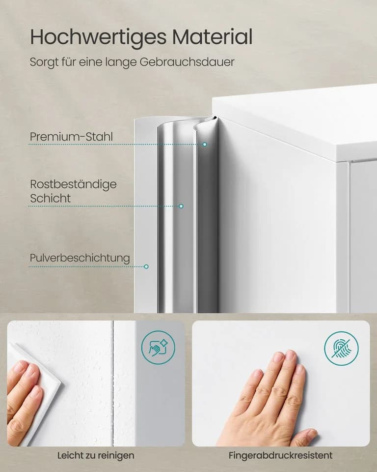 SONGMICS Aktenschrank Mehrzweckschrank Stahl-Aufbewahrungsschrank 5 Ebenen 4 Türen 40 x 60/80 x 180 cm 2 Schlösser verstellbare Ablagen - Bild 5