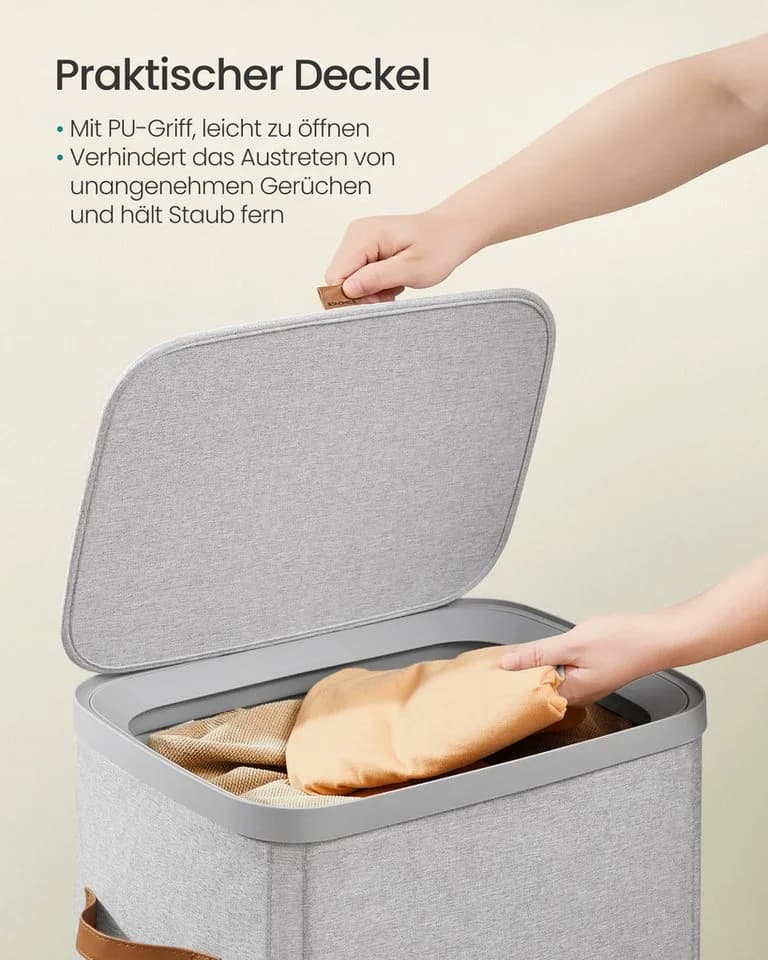 SONGMICS Wäschekorb 170 L 2 Fächer Wäschesortierer Grau - Bild 3