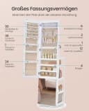 SONGMICS Schmuckschrank 360° drehbar mit LED-Beleuchtung Wolkenweiß Bild 4