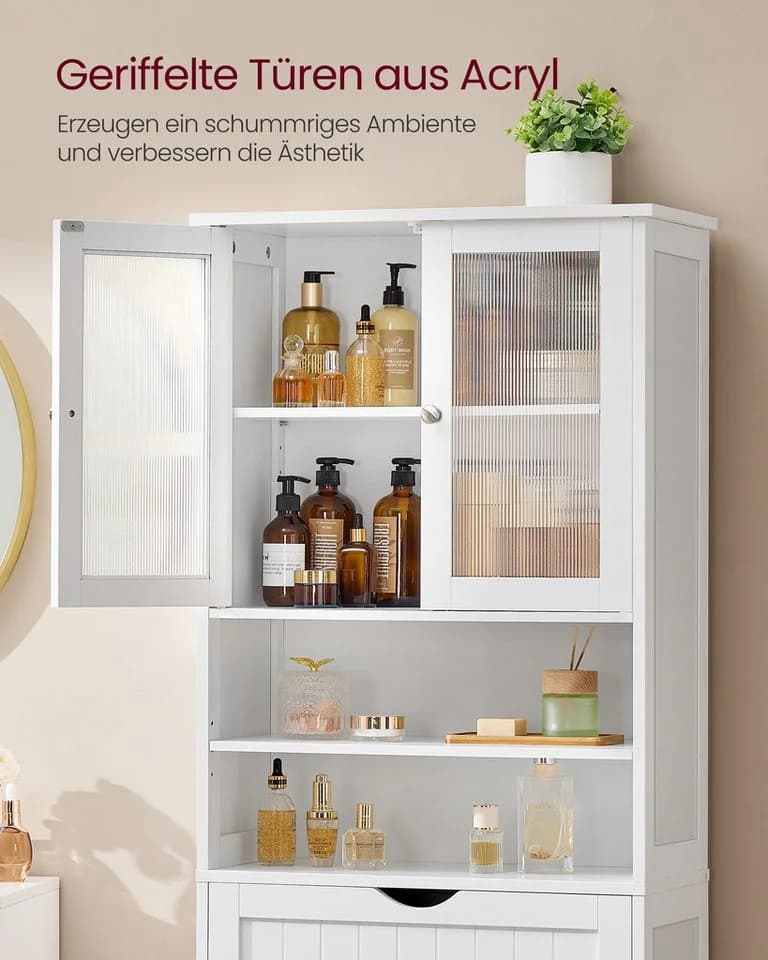 VASAGLE Badezimmerschrank Wolkenweiß mit verstellbaren Ablagen, Schublade, offenen Fächern - Bild 3