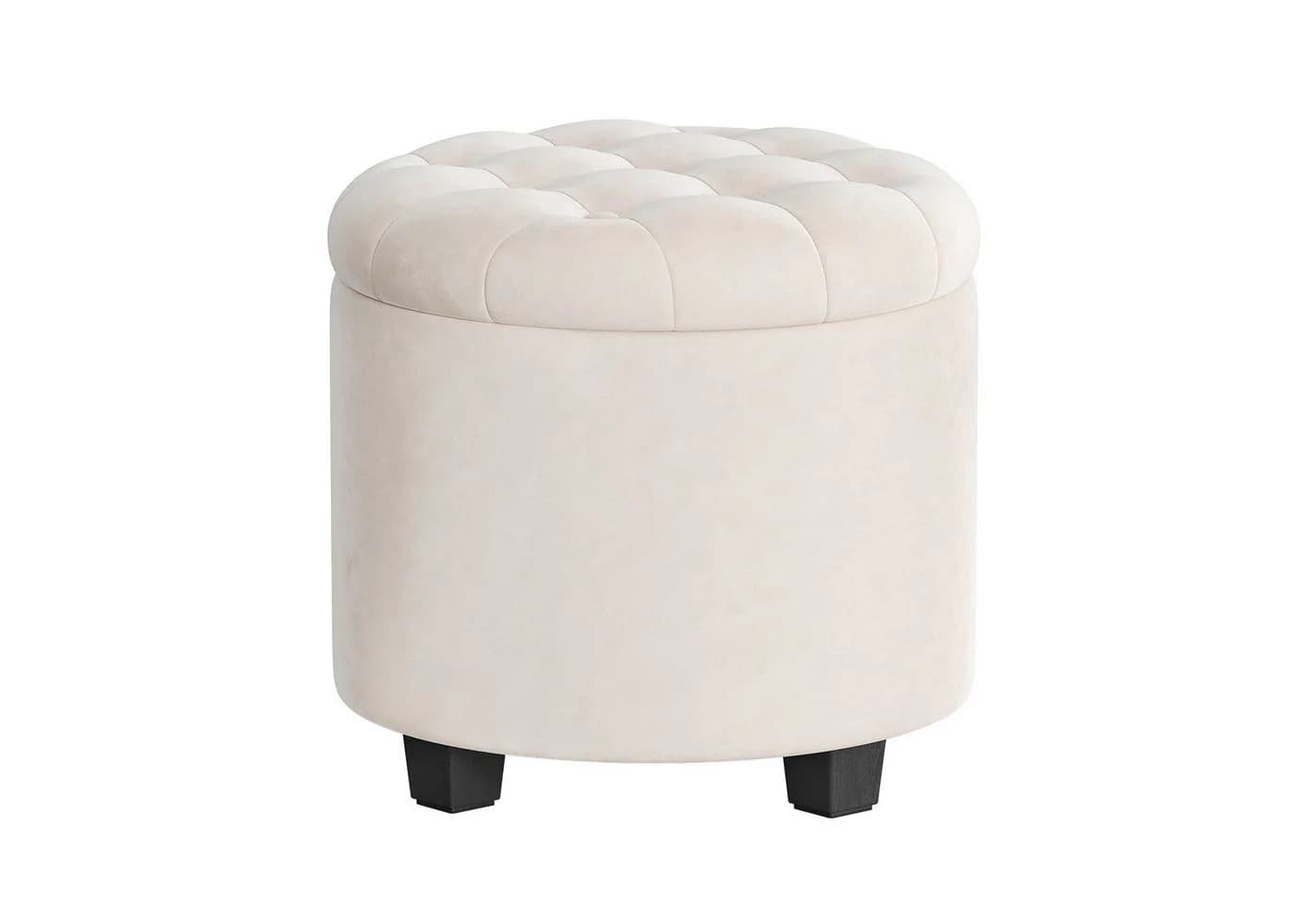 SONGMICS Sitzhocker, Fußhocker mit Stauraum, Schminkhocker mit Beinen Cremeweiß - Bild 2
