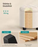 SONGMICS Sitzhocker, Fußhocker mit Stauraum, Schminkhocker mit Beinen Cremeweiß Bild 4