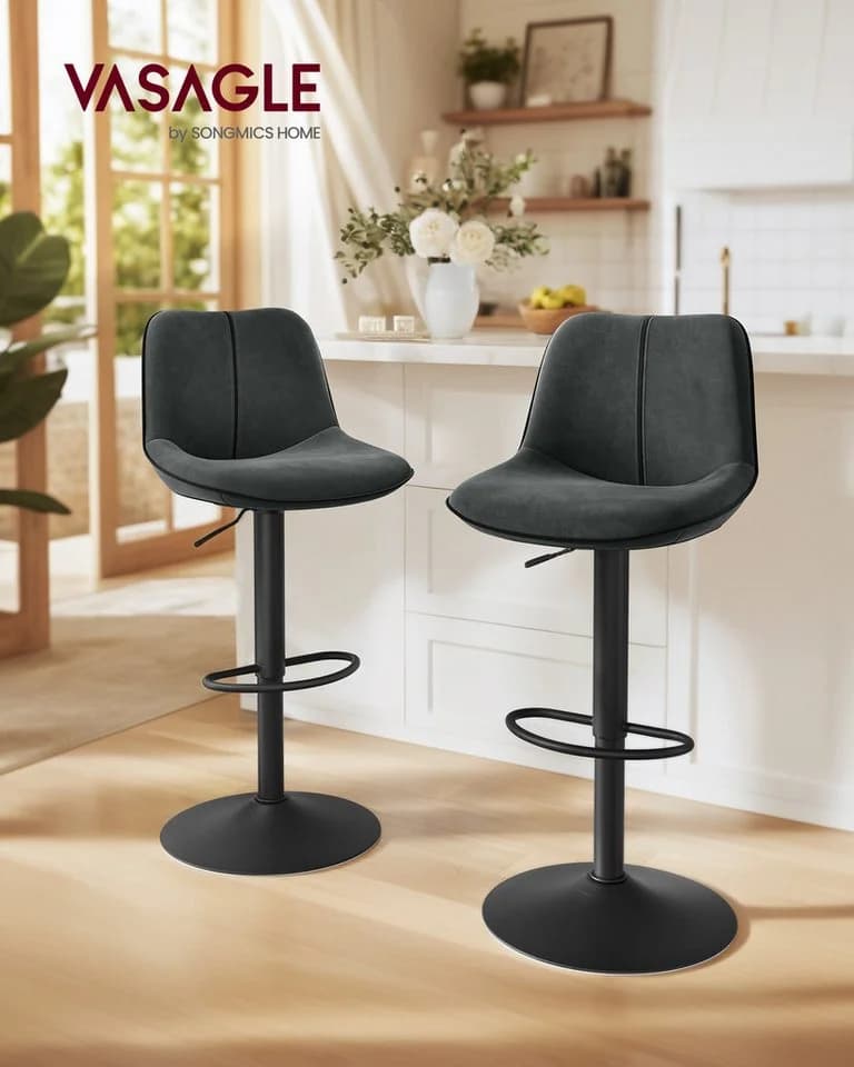 VASAGLE Barhocker Barstühle (2er) höhenverstellbar drehbar
