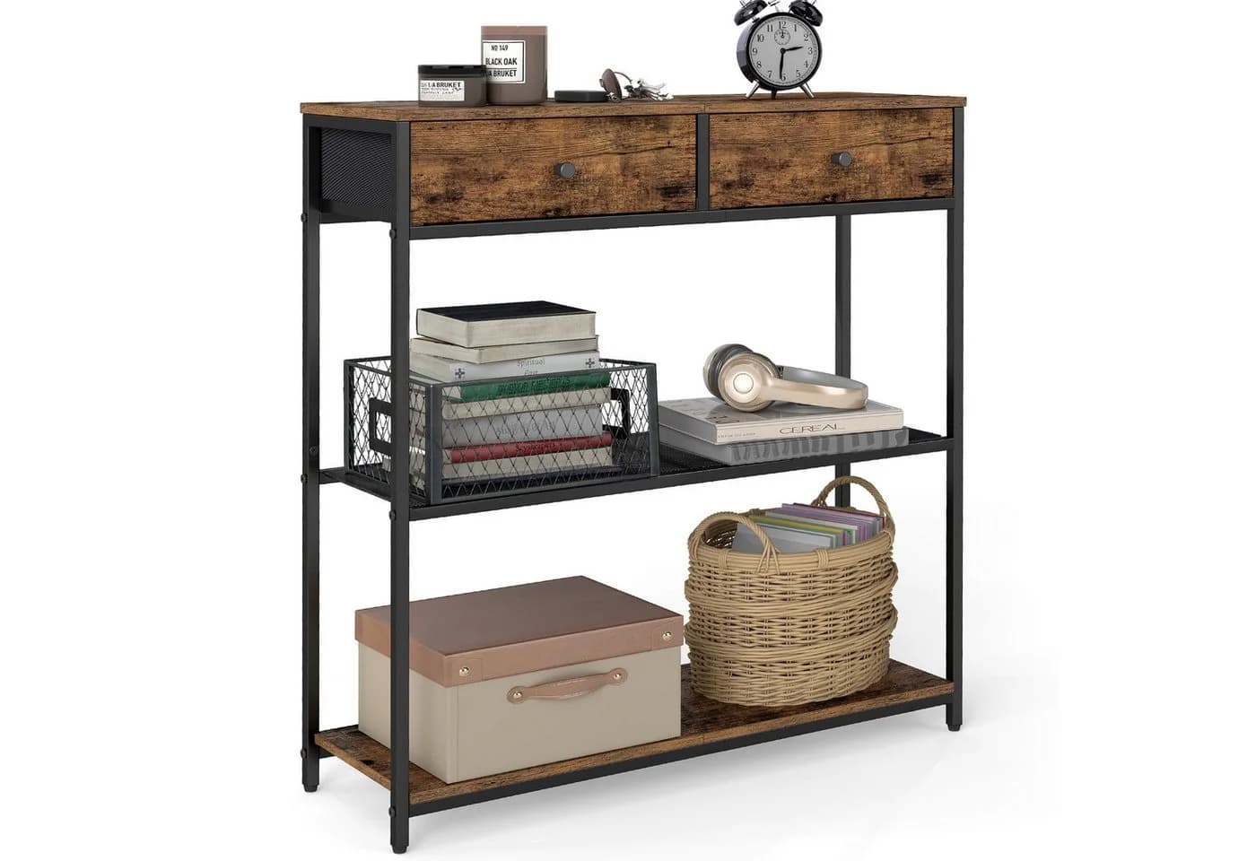 VASAGLE Konsolentisch Beistelltisch Flurtisch schmal 2 Schubladen 24 x 76 x 80 cm - Bild 2