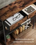 VASAGLE Konsolentisch Beistelltisch Flurtisch schmal 2 Schubladen 24 x 76 x 80 cm Bild 3