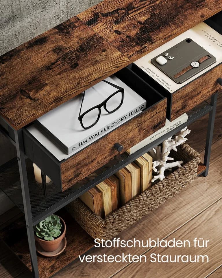 VASAGLE Konsolentisch Beistelltisch Flurtisch schmal 2 Schubladen 24 x 76 x 80 cm - Bild 3
