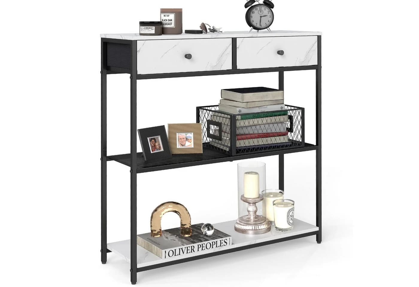 VASAGLE Konsolentisch Beistelltisch Flurtisch schmal 2 Schubladen 24 x 76 x 80 cm - Bild 2