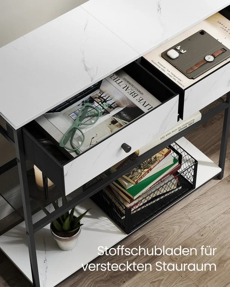 VASAGLE Konsolentisch Beistelltisch Flurtisch schmal 2 Schubladen 24 x 76 x 80 cm - Bild 3