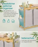 SONGMICS Wäschekorb 3 Fächer Bambus Wäschesammler 150 L Wäschesortierer Bild 4