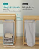 SONGMICS Wäschekorb 3 Fächer Bambus Wäschesammler 150 L Wäschesortierer Bild 5