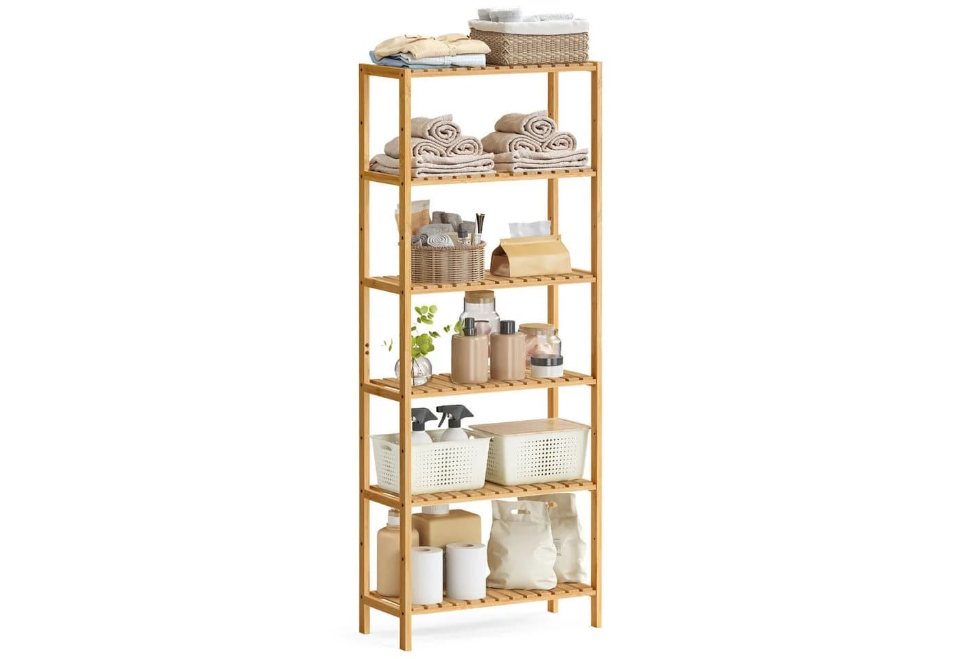SONGMICS Badregal Bambus 6 Ebenen für Bad, Küche, Flur - Bild 2