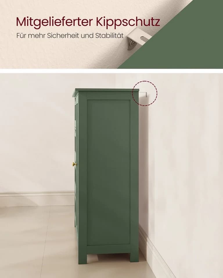 VASAGLE Badmöbel-Set Badezimmerschrank Waldgrün 4 Schubladen - Bild 5