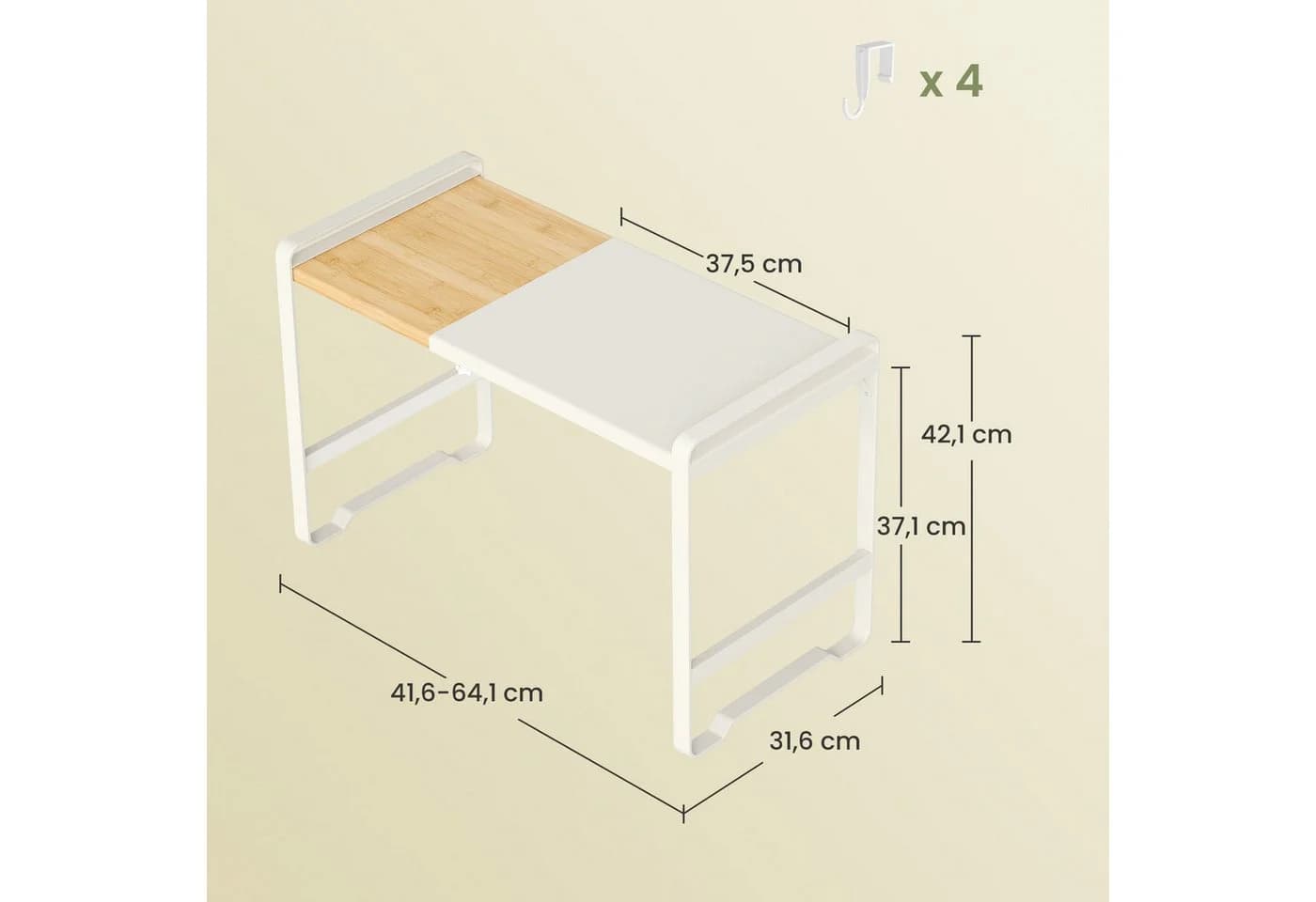 SONGMICS Gewürzregal Mikrowellenständer 41,5-64 cm Stahl Bambus - Bild 3