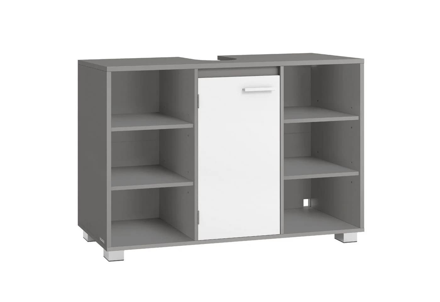 VASAGLE Waschbeckenunterschrank Grau Weiß MDF Metallfüße