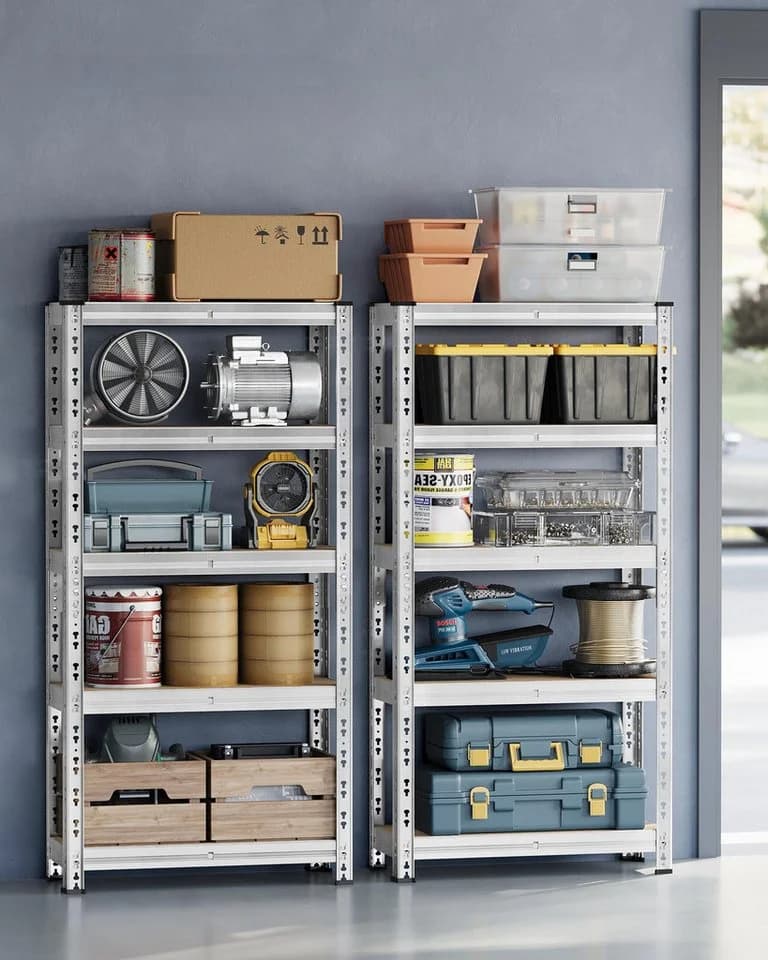 SONGMICS Schwerlastregal 2-tlg. 2er Set 30 x 75 x 150 cm Silber Stahl MDF