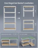SONGMICS Schwerlastregal 2-tlg. 2er Set 30 x 75 x 150 cm Silber Stahl MDF Bild 5