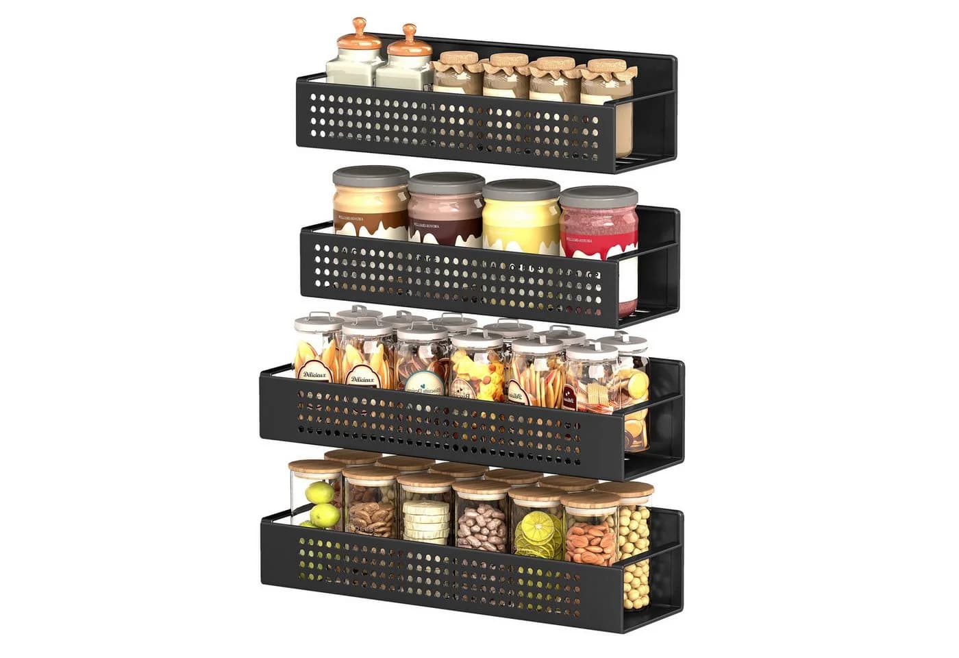 SONGMICS Gewürzregal magnetisch 4er Set 2 große und 2 kleine Regale - Bild 2