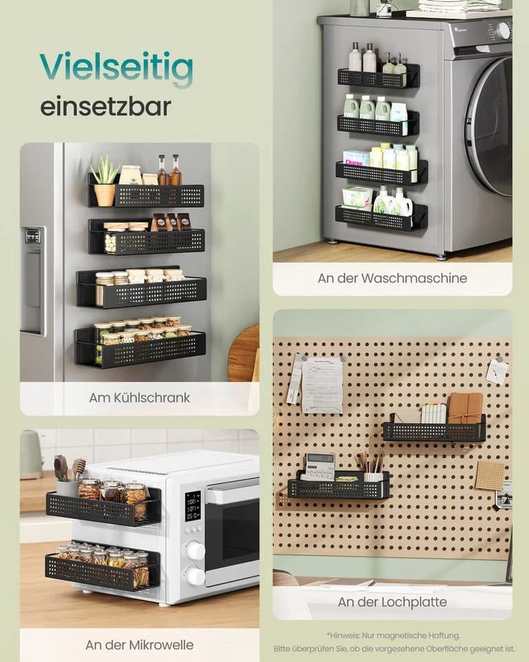SONGMICS Gewürzregal magnetisch 4er Set 2 große und 2 kleine Regale - Bild 5