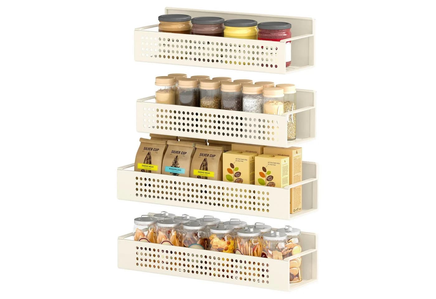 SONGMICS Gewürzregal magnetisch 4er Set 2 große und 2 kleine Regale - Bild 2