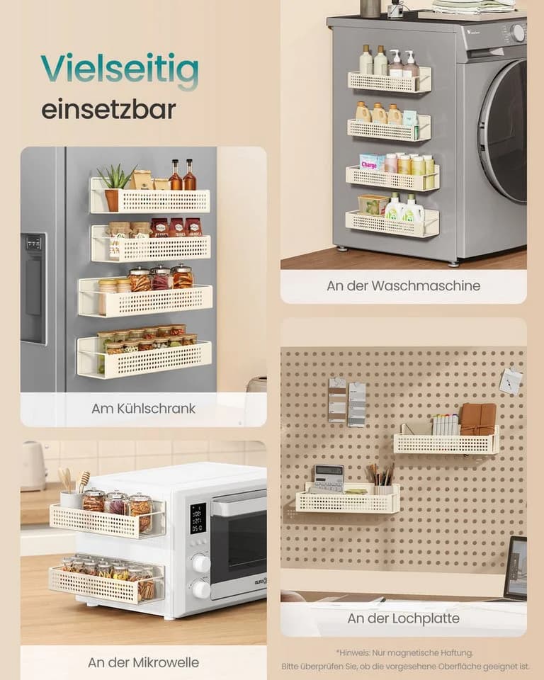 SONGMICS Gewürzregal magnetisch 4er Set 2 große und 2 kleine Regale - Bild 5