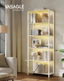 VASAGLE Bücherregal 6 Ebenen Beige Standregal LED-Beleuchtung Bild 3