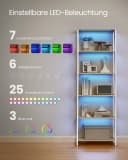VASAGLE Bücherregal 6 Ebenen Beige Standregal LED-Beleuchtung Bild 4