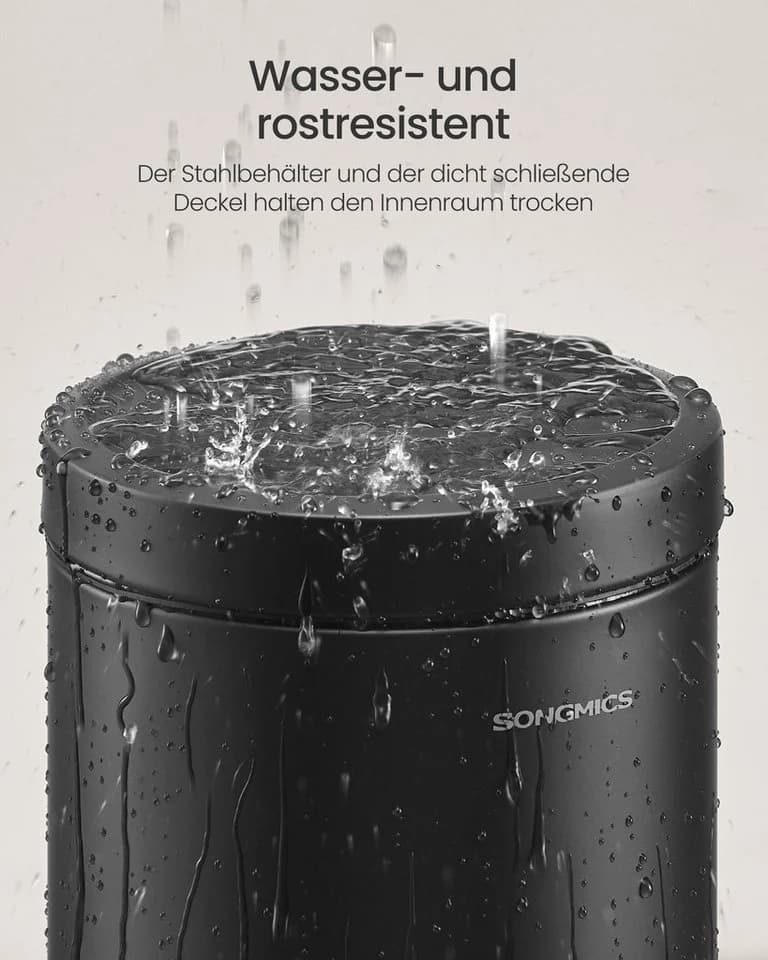 SONGMICS Kosmetikeimer mit Softclose-Deckel und Fußpedal, Stahl, Schwarz/Weiß - Bild 3