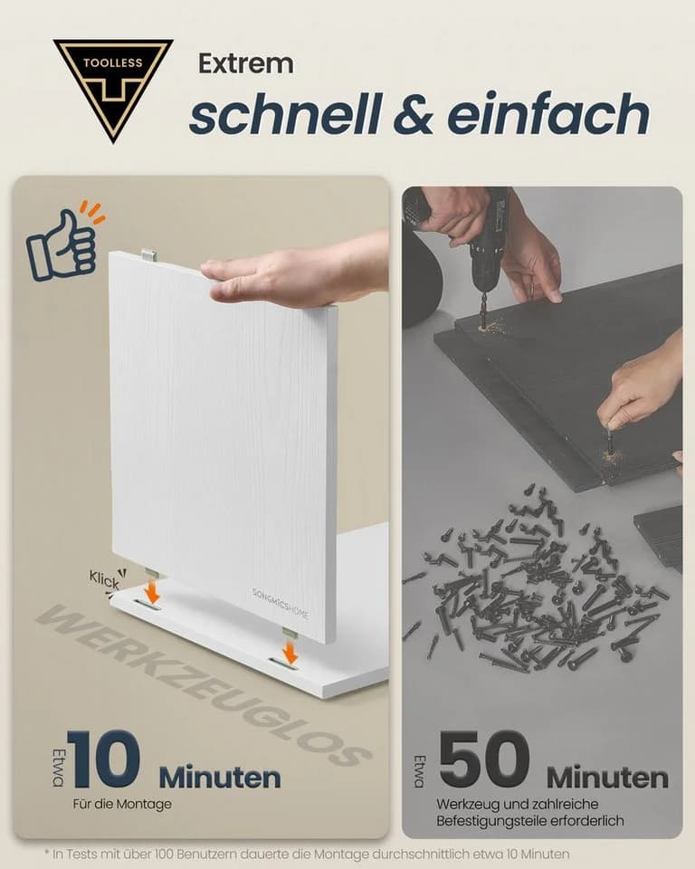 VASAGLE Nachttisch 1er Set/2er Set schmal Beistelltisch Schneeweiß - Bild 5