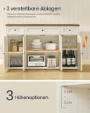 VASAGLE Sideboard Küchenschrank 39x81x140cm Toolless-Technologie Bild 4