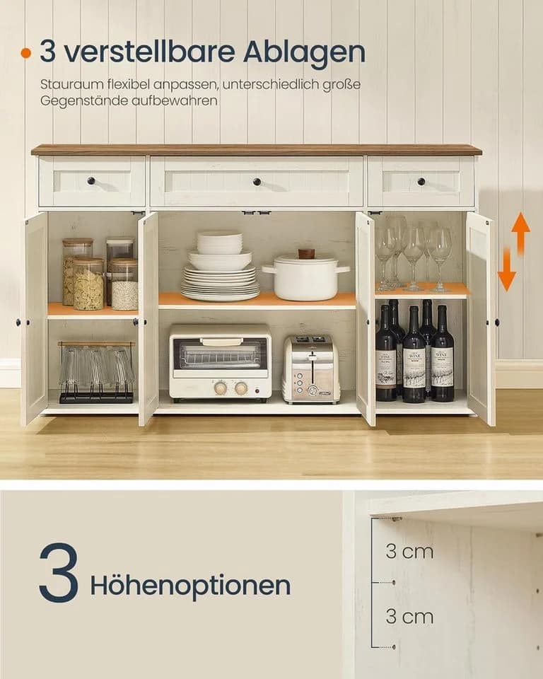 VASAGLE Sideboard Küchenschrank 39x81x140cm Toolless-Technologie - Bild 4